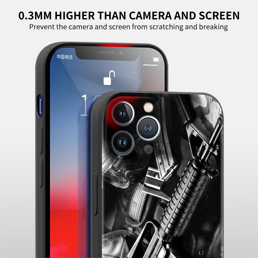 AK47 Handgun Gun Bullets Funda Case para Apple iPhone 14 11 13 12 Pro 7 XR X XS Max 8 Plus 6 6S 14Pro Preto Soft Phone Shell