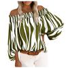 Women's Casual Striped Print Sexy One-Shoulder Long-sleeved Chiffon Shirt
