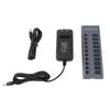 USB 3.0 Data Hub 10 Port Individual Switch USB Splitter with 60W Power Adapter for Laptop PC Game Console 100‑240V