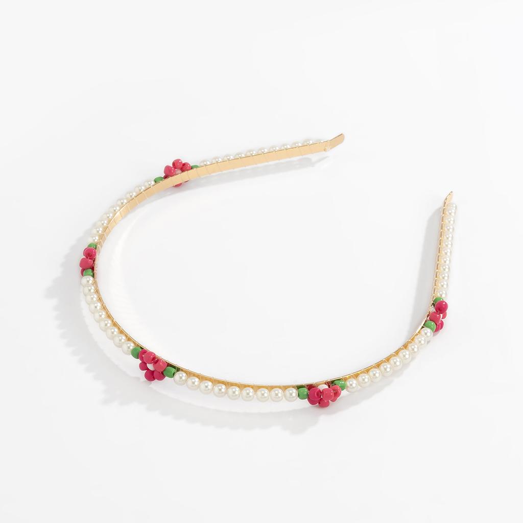 Holiday Idyllic Small Daisy Flower Rice Bead Headband, Simple Winding Sweet And Cool Imitation Pearl Hair Accessories