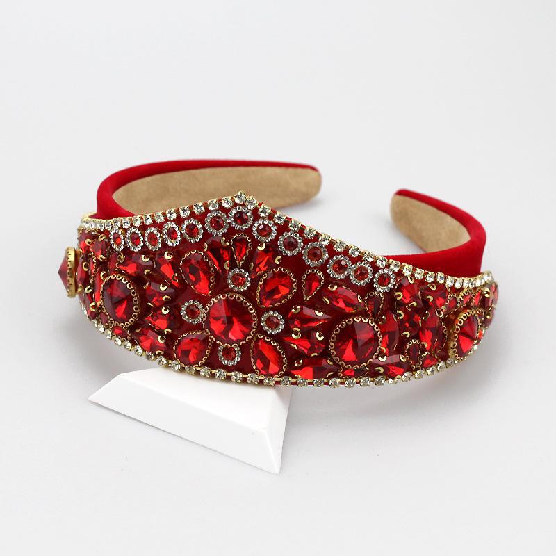 

2026 Hair Accessories Red Crystal Headband European and American Baroque Retro Super Flash Diamond Crown Headband красный