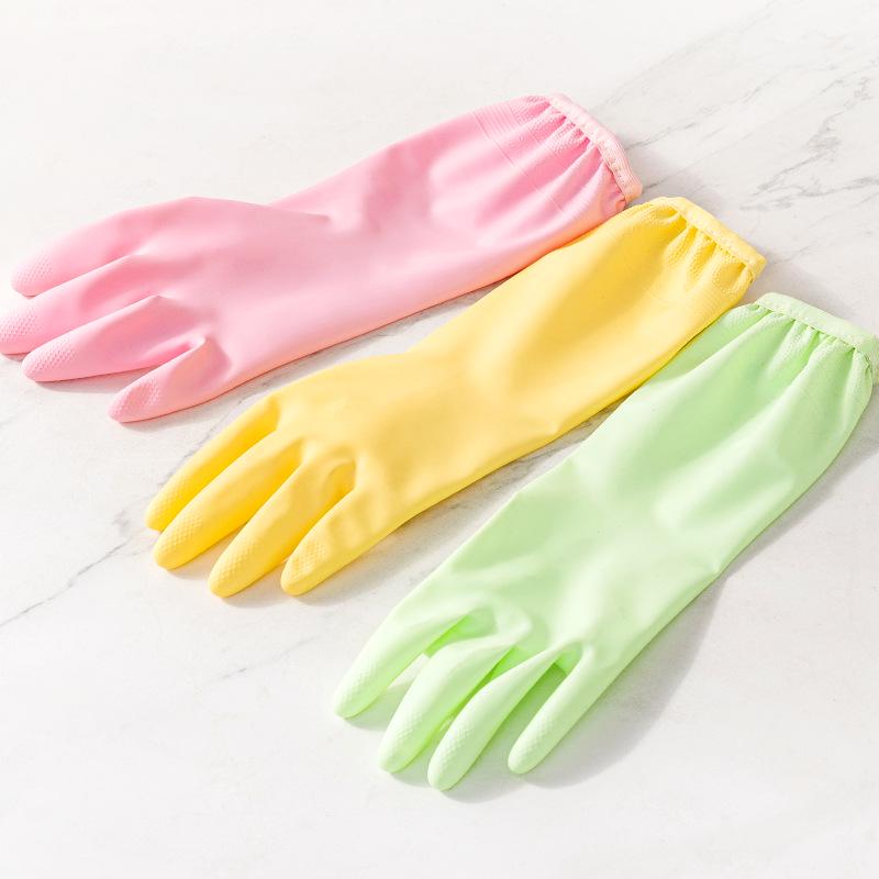 Durable Waterproof Fleece-Lined PVC Cleaning Gloves for Women - Thickened, Hanging Design for Kitchen and Household Tasks