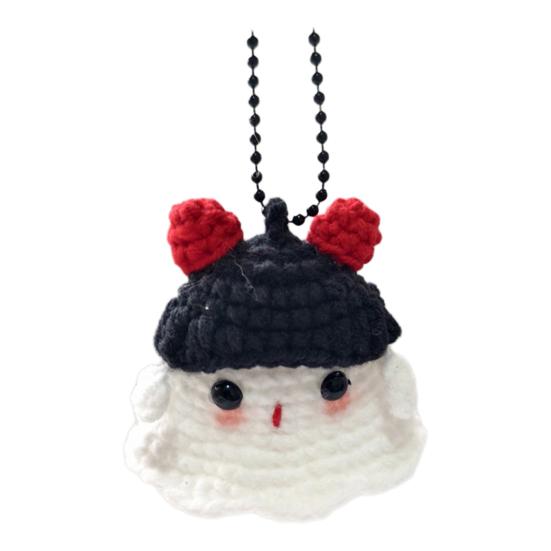 Halloween Crochet Ghost Ornament Cute Handmade Knitted Frog/Cat/Spider/Strawberry Ghost Hanging Decoration for Car Rearview Mirror Bag Charm