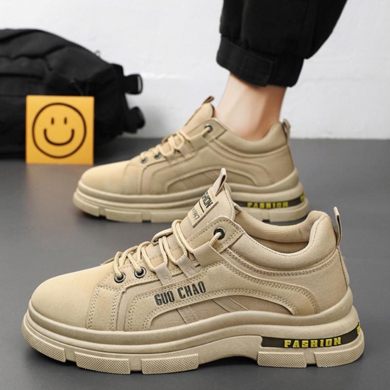 Fashion Lace-up Men's Hiking Shoes New Breathable Platform Work Shoes Comfortable Non-slip Casual Sneakers Outdoor Jogging Shoes