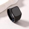 Punk Style 3D Titanium Steel Men's Square Ring - Customizable Logo