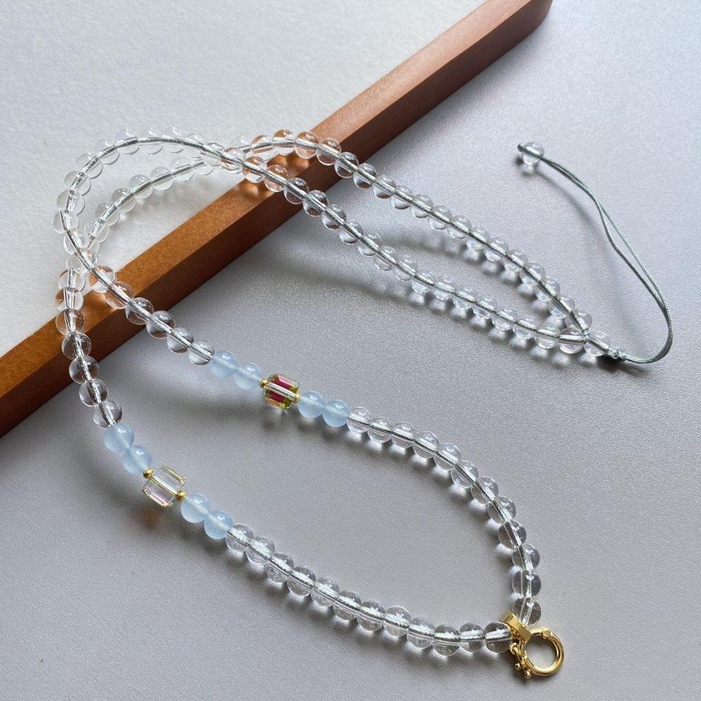 Náhrdelník z korálků s ametystem a devítiocasou liškou se univerzální thangka sponou 6 mm