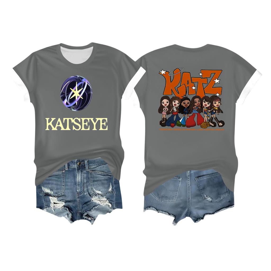 Women's Casual Printed T-shirt Round Neck Pullover Short Sleeve Top