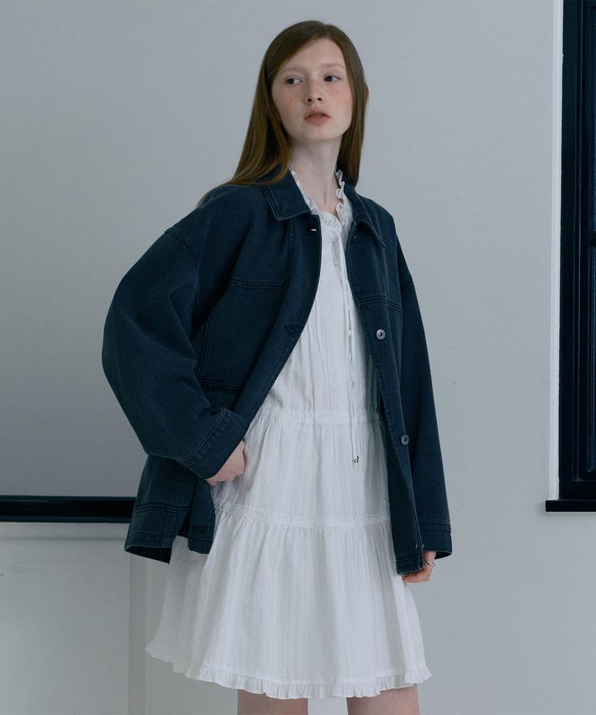 Jucyjudy J Oversized Half Black Denim Jacket Jyjk621C
