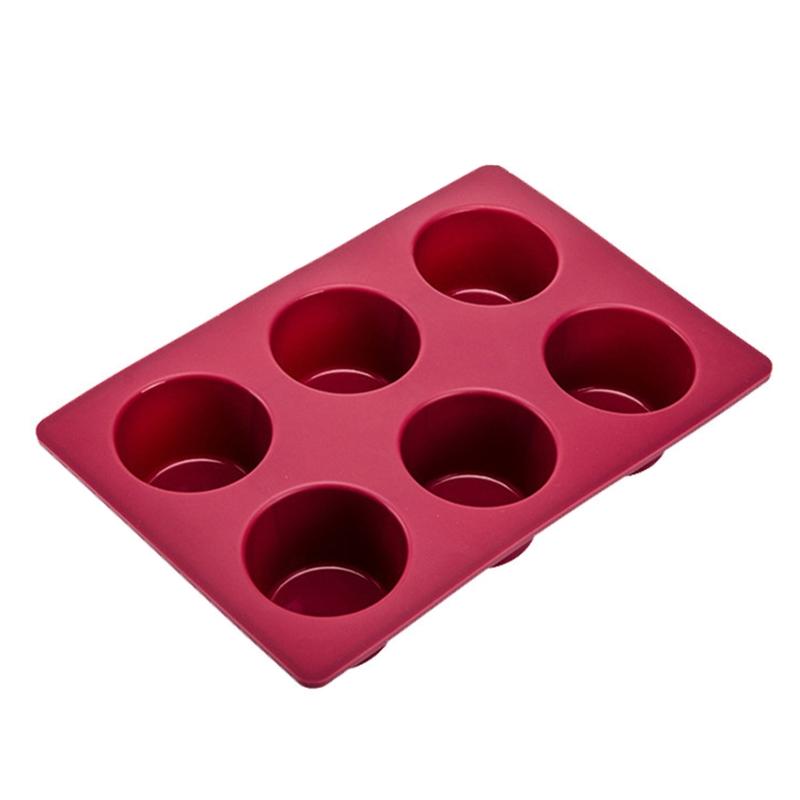 6 Holes DIY Silicone Molds Round Shape Cupcake Baking Pans Baking Accessories Non-stick for Chocolate Cake Jelly Pudding