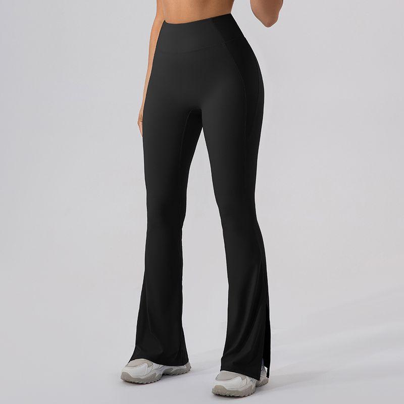 

Export High Waist Workout Sports Pants Dance Nude Feel Hip Lifting Yoga Bell-Bottom Pants Skinny Running Loose Pants Female Outwear Mysterious Black M/6