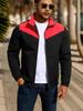 European-American Color Block Men's Stand-Up Collar Jacket - Trendy Autumn/Winter Outerwear
