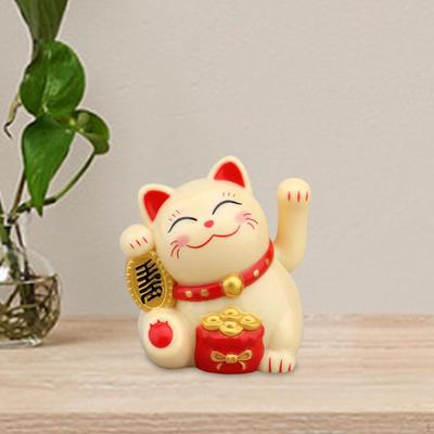 Lucky Cat Waving Arm Small Figurines Collection for Bedroom Office Decor