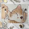 Cartoon Cat Placemat Cotton Linen Table Mat Kawaii Cats Animal Pattern Place Mats For Children Kids Kitchen Dinning Coaster Pad