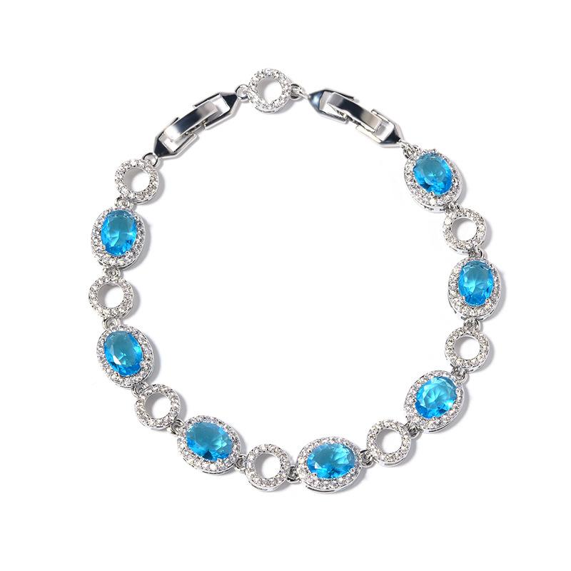 Popular Jewelry Accessories Color Zircon Jewelry Bracelet Brass Electroplated Platinum Jewelry