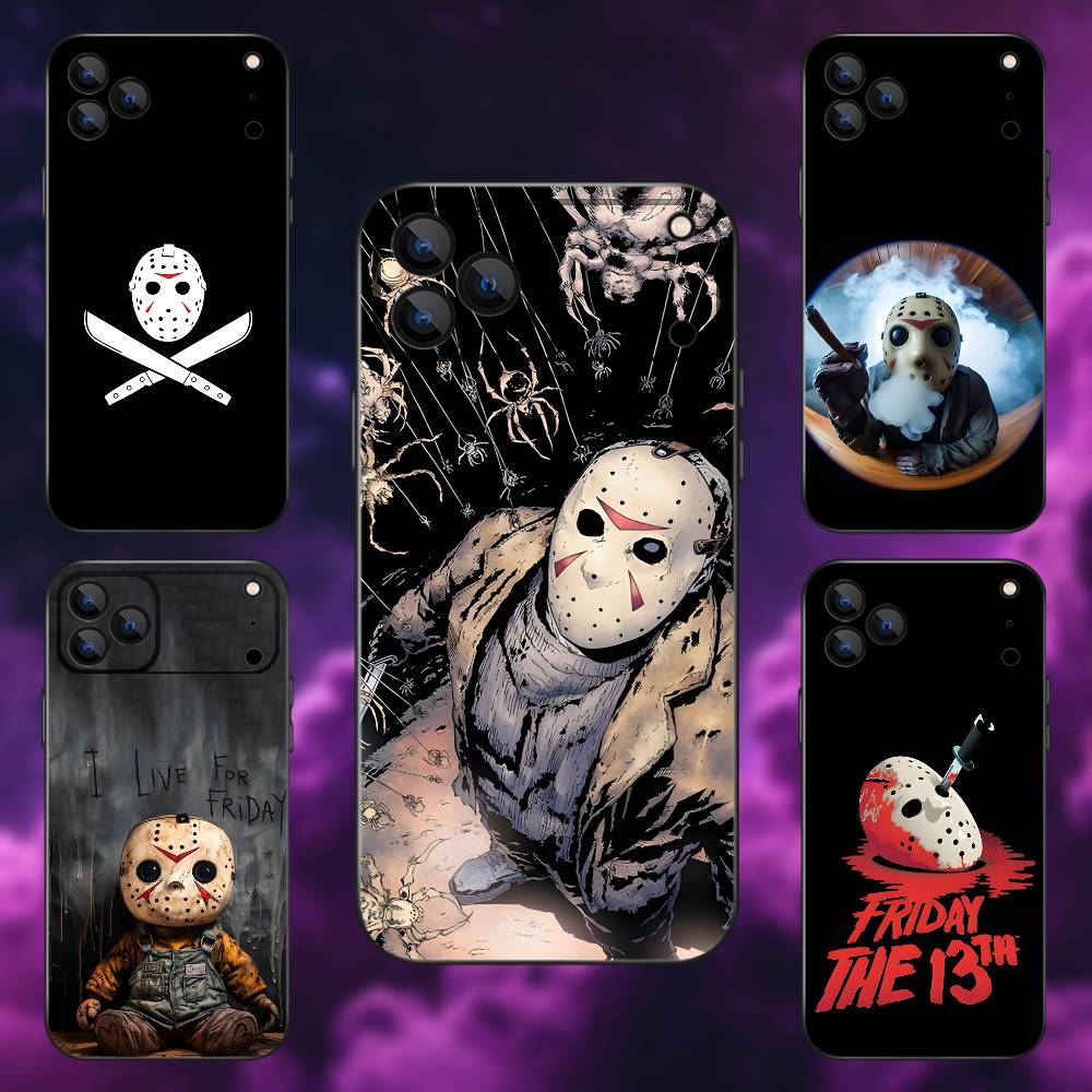 Film Horror J-Jason Voorhees Phone Case For iPhone 17,16,15,14,13,12,Pro,Max,Plus,E,SE4,Air,Mini Black Soft Box