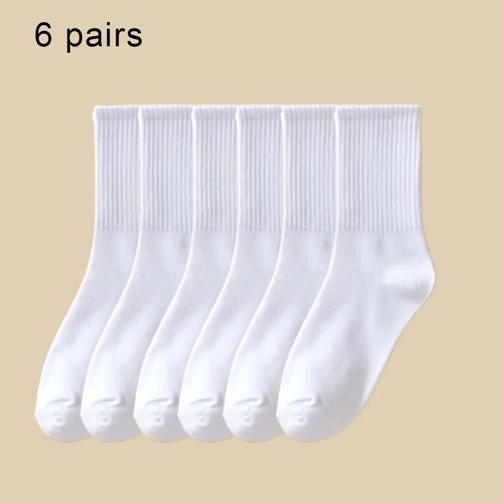 

6/9 Pairs Women S Mid Socks Solid Color Breathable Comfortable In Autumn Winter Sweat Absorbing High-Quality Casual Socks Sports Single code