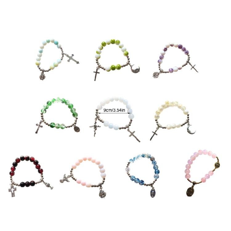 Adjustable Crosses Charm Beads Bracelets Fashionable Religious Jewelry for Men and Women