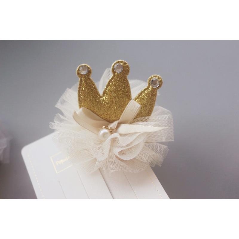 Princess Children Girl Hairpin Vintage 3D Crown Mesh Hair Clip for Kid Girl Birthday Party Decroative Hair Clip Gift