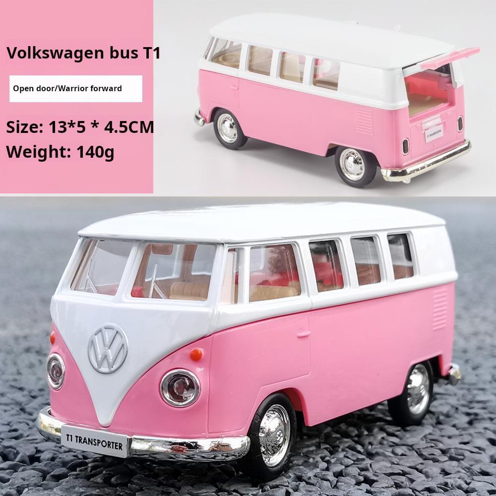 1/36 Scale Retro Bus T1 Transport Cars Diecast Metal Vehicle Model Hot Wheels Premium Collect Metal Auto Miniature Gift Kids Toy Boys