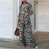 QICED Autumn Women's Fashion Top, Women's Leopard Print Pants, Casual Loose Suit