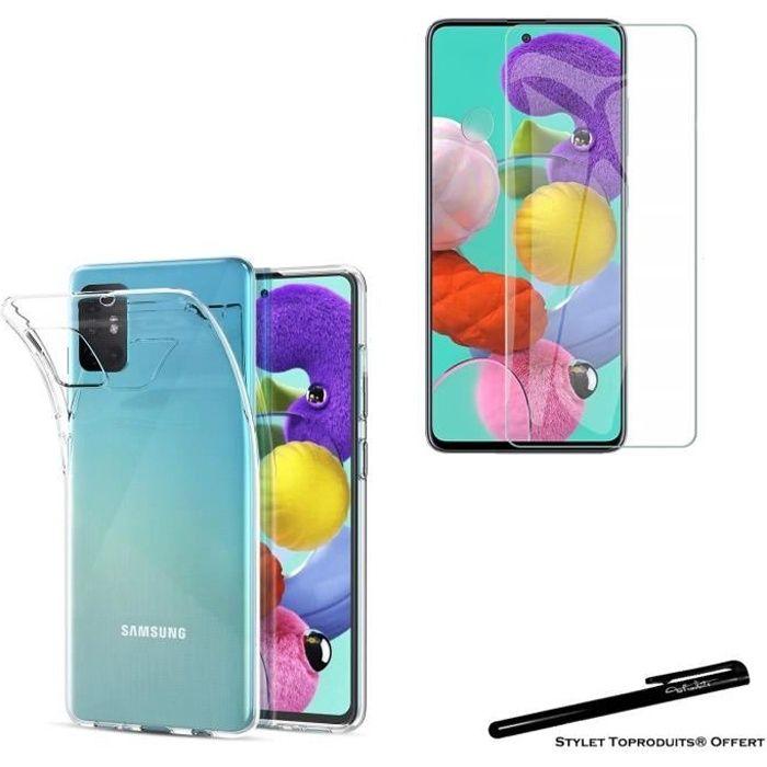 Coque de protection - toproduits® - a51 - transparent - souple - verre trempé