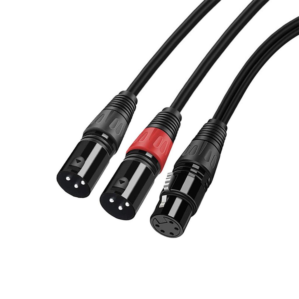 Freneci Dual DMX Y Splitter Cable 3-Pin Male to 5-Pin Female XLR Light Microphone Adapter 0.5m