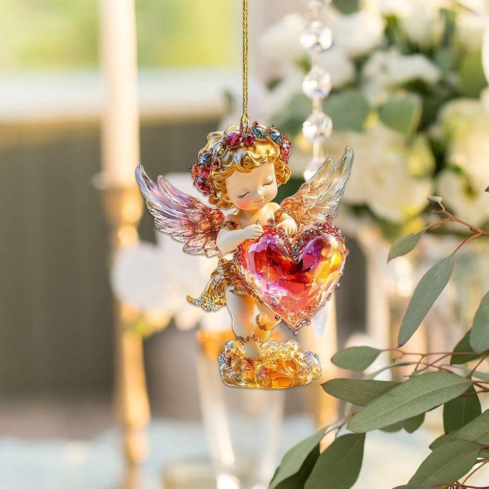 New 2D Acrylic Elf Angel Hanging Flat Love Diamond Valentine's Day Pendant Pendant Decoration Rearview Mirrors