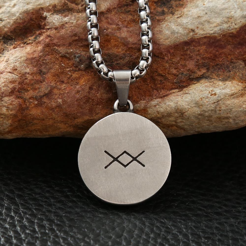 New Small Size Fashion Viking Compass Pendant Stainless Steel Nordic Odin Rune Necklace for Men Women Amulet Jewelry