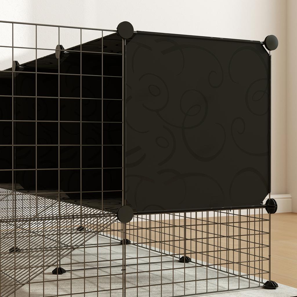 DIY Pet Fence Rabbit Playpen with Nests Rabbit Enclosure for Guinea Pigs Rabbits and Hedgehogs Black