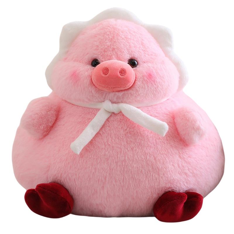 Cute And Fluffy Plush Toy Adorable Fat Duck With Headscarf And Pink Pig Soft And Huggable 30cm
