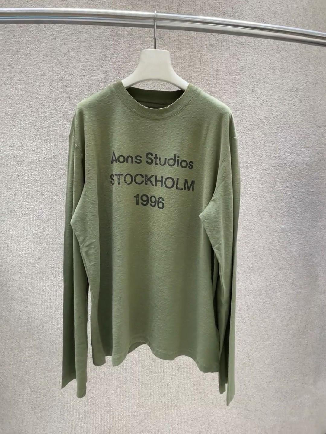 Unisex 2025 Early Autumn Letter Print Crew Neck Long Sleeve Loose Top Small зелёный 3890₽