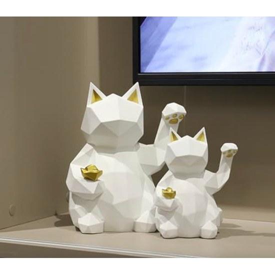 Natura Style Lucky Cat Object Stylish Scandinavian Ornament Interior (White Large)