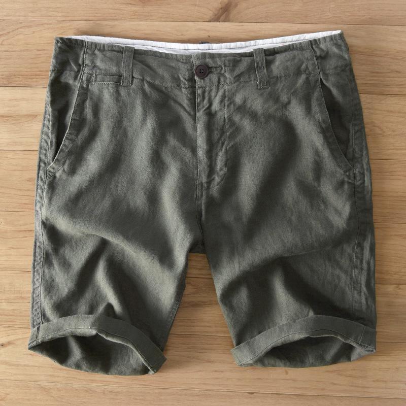 Summer 100% Linens Men's Shorts Holiday Beach Short Baggy Pants Breathable Men Clothing Fresh Color Straight Casual Shorts