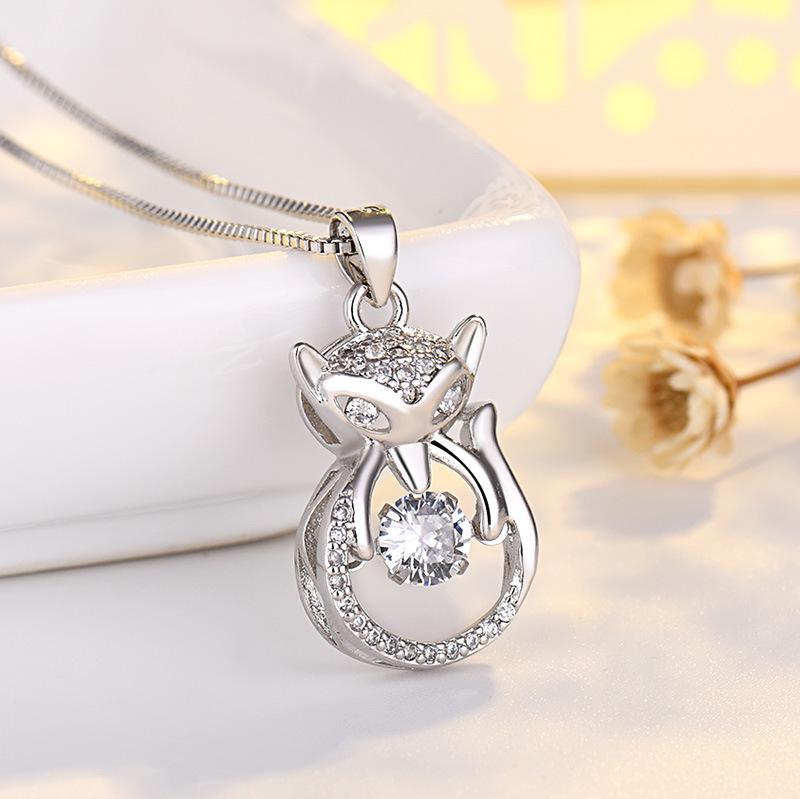 Sterling Silver Smart Fox Necklace - Korean Style Clavicle Design, Perfect Valentine's Day Gift for Women