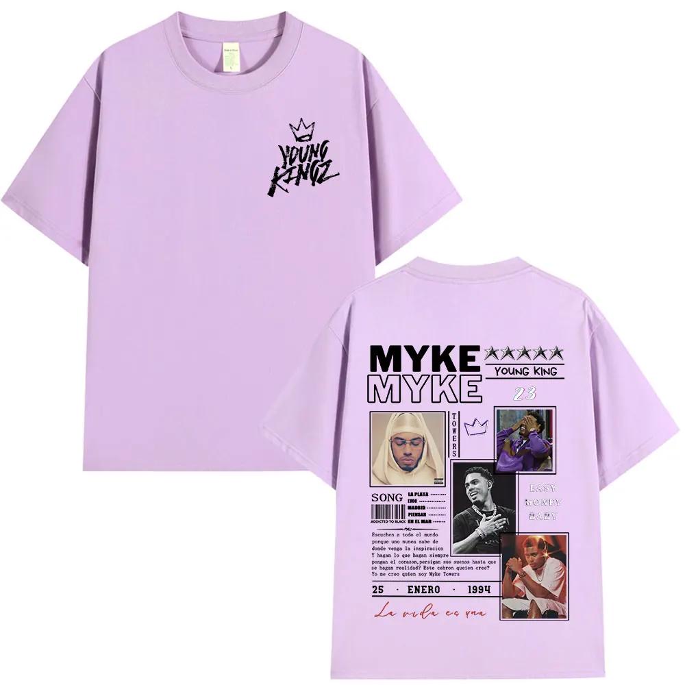 Rapper Myke Towers Graphic T-shirts Men Women Clothing Fashion Hip Hop Oversized T Shirt Unisex Cotton Short Sleeve T-shirt Tops
