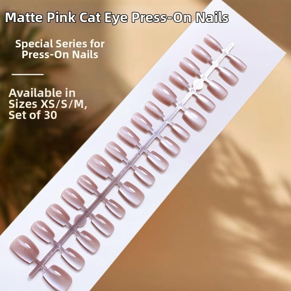 30Pcs New Cat s Eye Press On Nails Full Cover Handmade Fake Nails Removable Medium Short Press On Fake Nails for Daily Wear