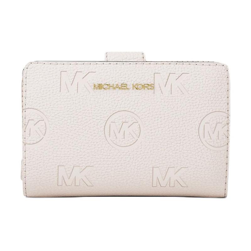 MICHAEL KORS Jet Set Travel Logo Print Polyurethane Wallet Medium Women s Cream коричневый