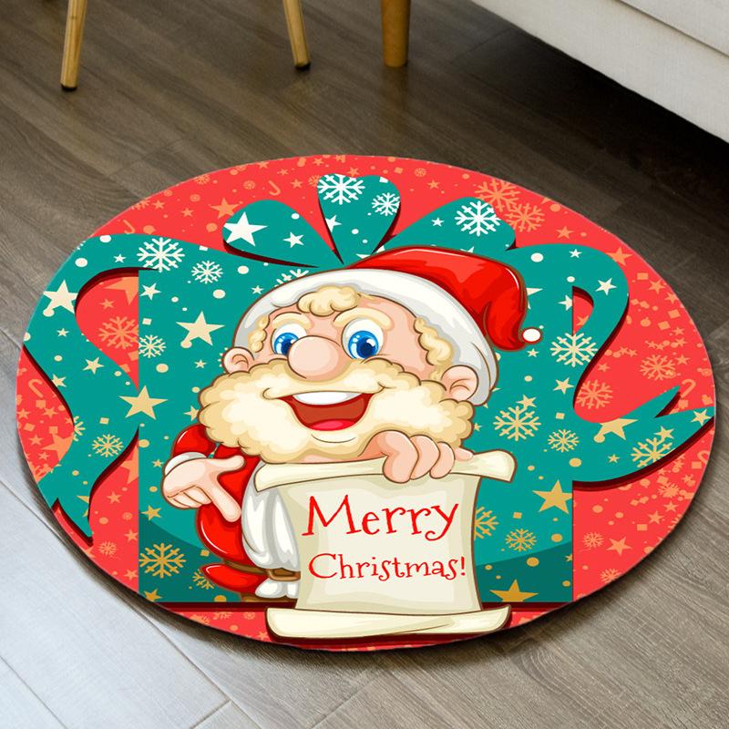 

Christmas Living Room Area Rug Round Chair Mat Red Carpet Santa Snowman Reindeer Bedroom Mat Party Decor Children s Play Carpet Diameter 40cm
