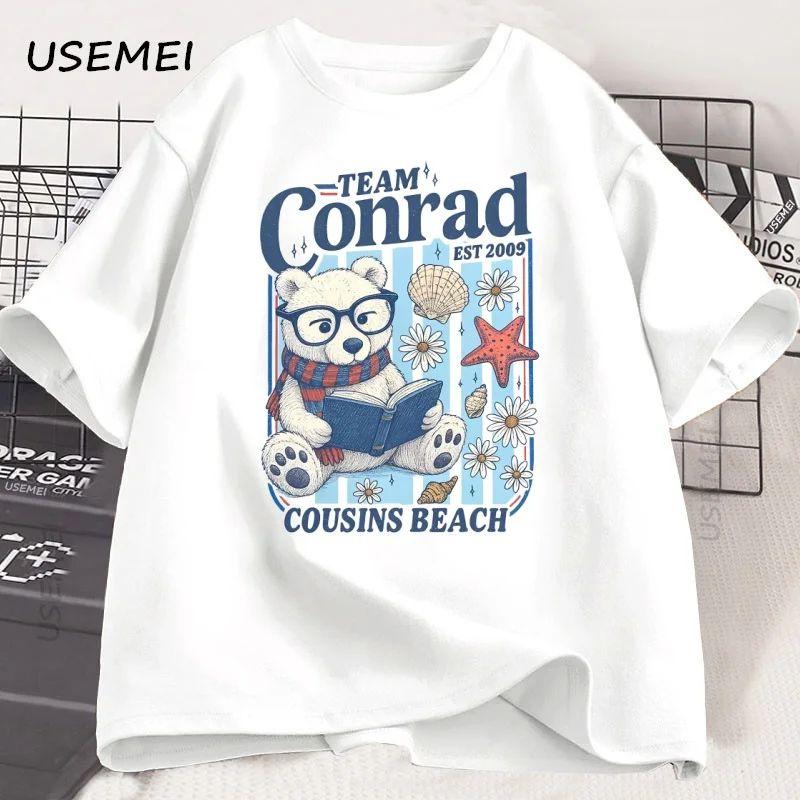 Cute Cartoon Print Short-sleeved Cotton Crew Neck Top Beach T-shirt Fashion Casual Loose Streetwear Oversized Top Unisex