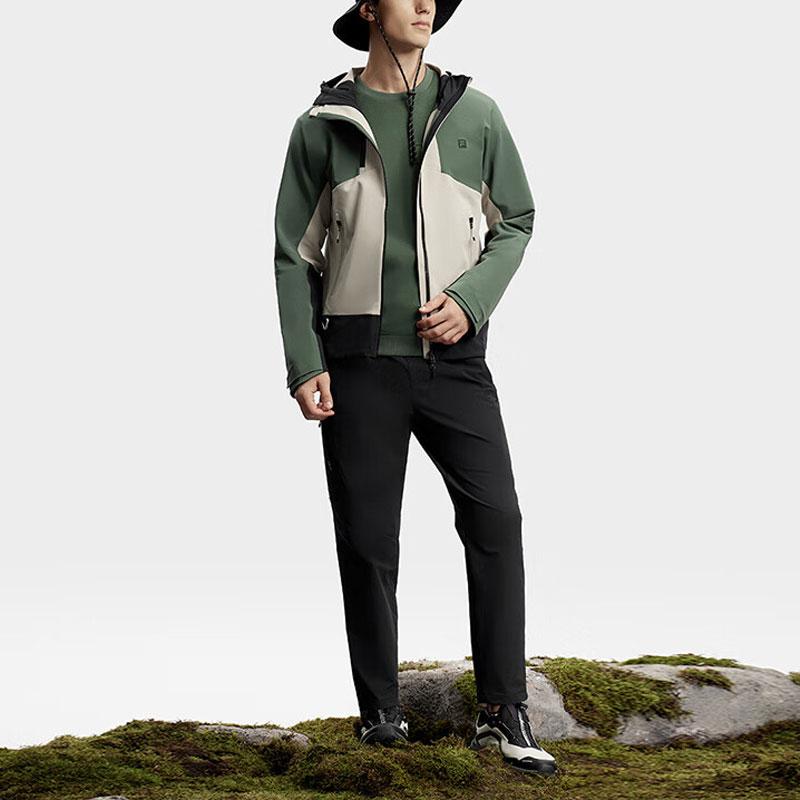 Fila Mountain Peak Color Block Hooded Outdoor Woven Sports Jacket Men Jacket Siberian-Green A11M417701F-DG