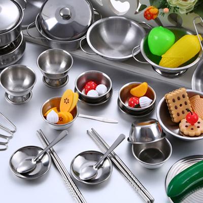 25Pcs Mini Kitchen Utensils Toys Set for Kids Girl Stainless Steel Kitchen Pretend Play Education Toys That Can Hold Food & Cook