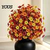 Long Lasting Faux Flowers for Home Fall Artificial Topiary Ball Flowers, Mums Plants Tree, UV Resistant Outdoor with Vibrant Floral Decor Spike, Fake