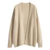Autumn Winter Women's French Retro Style Thick Thread Knit Sweater Cardigan Loose Mid Length Coat Casual Versatile