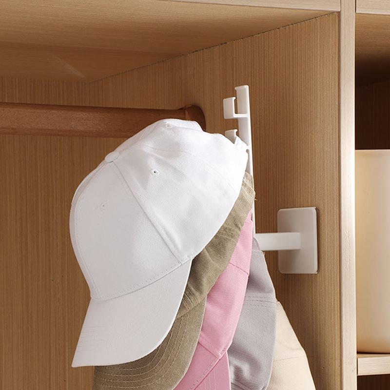 Multifunctional Wardrobe Cap Storage Racks Punch-Free Closet Hats Organization Holders Home Wall Mounted Headgear Plastic Shelf