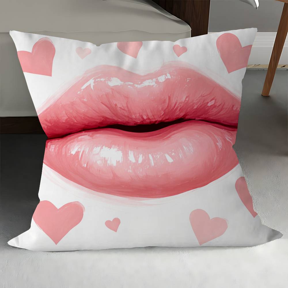 

Lip Print Office Cushion Pillowcase Car Cushion Cover45X45CM Lumbar Pillowcase Sofa Pillowcover 12x12Inch