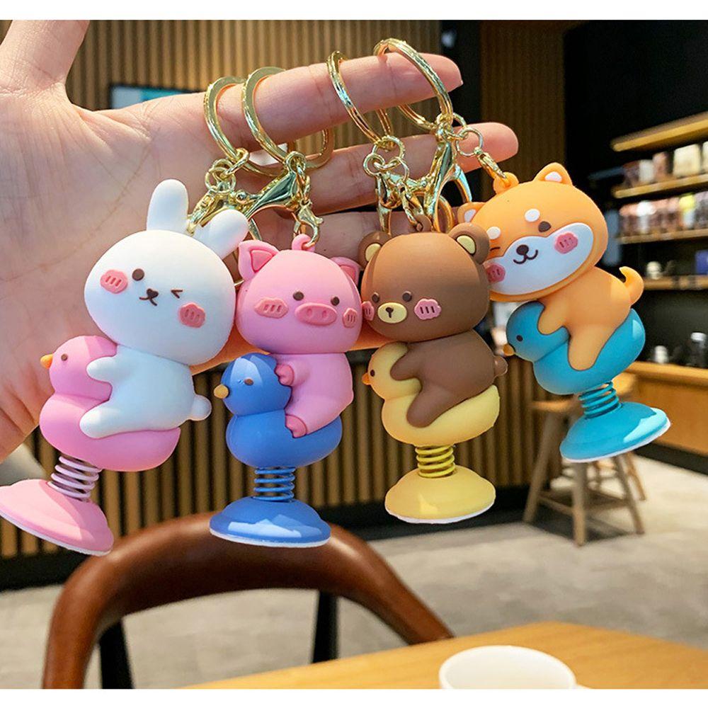 

Брелок для ключей в сумку для автомобиля, декор для приборной панели, брелок для ключей с изображением персонажа из мультфильма Shake Spring Car Decorate Shiba Inu Doll Keychain