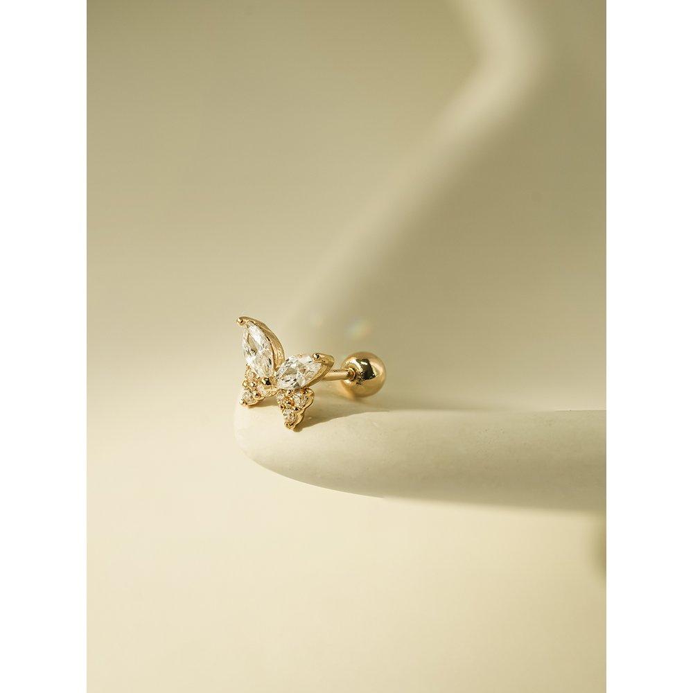 14K Glanz Zirkonia Schmetterling Piercing Ohrringe