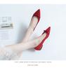 Fashion Brand Girls Ladies Pink Shoes Bridesmaid Flats Wedding Loafers Bowtie Ballerinas Women Big Size Flats Pointed Toe Velvet Loafers
