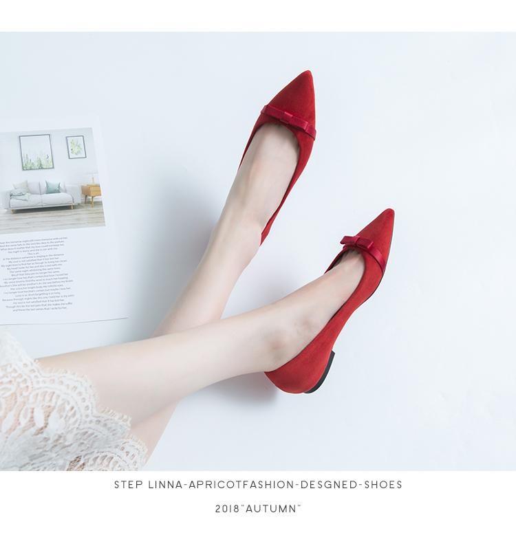 Fashion Brand Girls Ladies Pink Shoes Bridesmaid Flats Wedding Loafers Bowtie Ballerinas Women Big Size Flats Pointed Toe Velvet Loafers