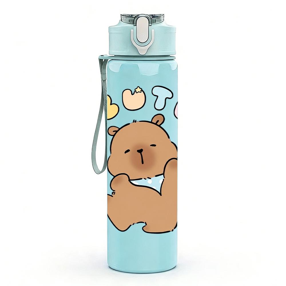 1 PZ Capibara Singolo Cartone Animato 750ml Colore Plastica Borraccia Ermetica Tappo Flip con Cannuccia Per Sport Ufficio Uso Domestico